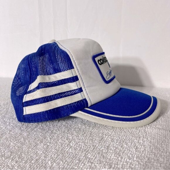 Vintage Blue White Consolidated Parts Mesh Back Snap Back Trucker Hat - Picture 4 of 10